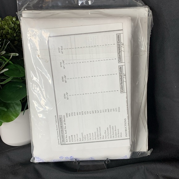 Vintage Bucilla “Summer Berries” 104” x 60” stamped embroidery tablecloth kit - Picture 4 of 5